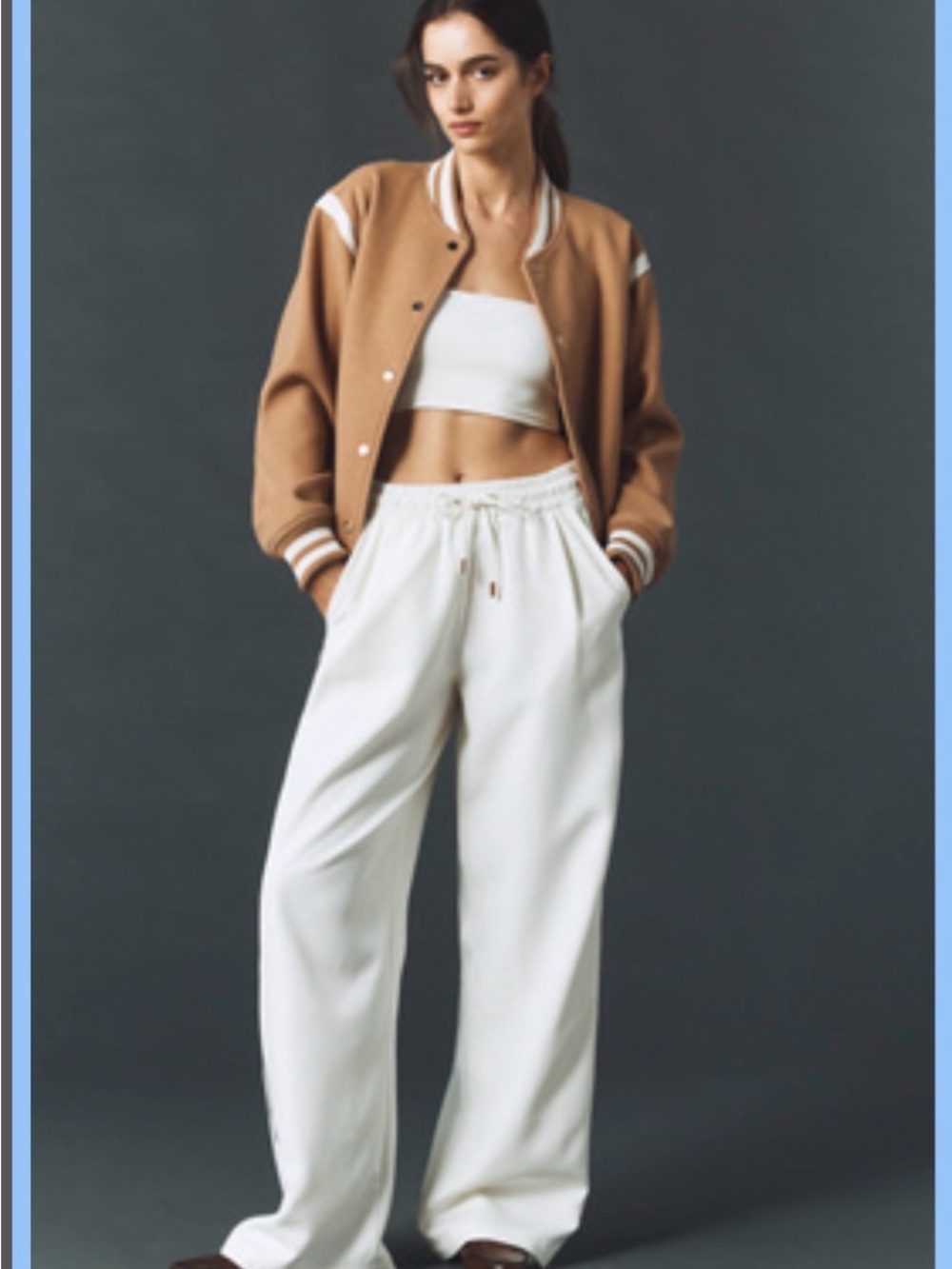 bishop + young Cream Wide-Leg Drawstring Pants